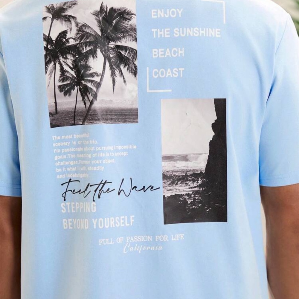 Manfinity VCAY Men's Beach Outfits, Summer Lightweight Breathable Woven T-Shirt - Picture 4 of 4